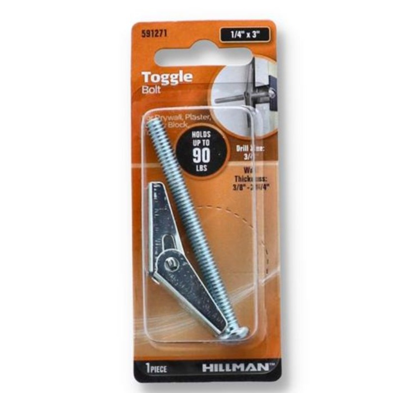 591271H - TOGGLE BOLT 1/4X2 INCH HOLDS UPTO 90lbs