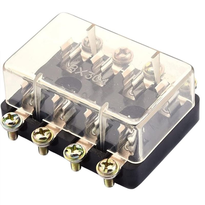 BX304 - FUSE BLOCK AUTO 4 WAY 6X32MM FOR AGC AND JSO FUSES 20A 32VDC