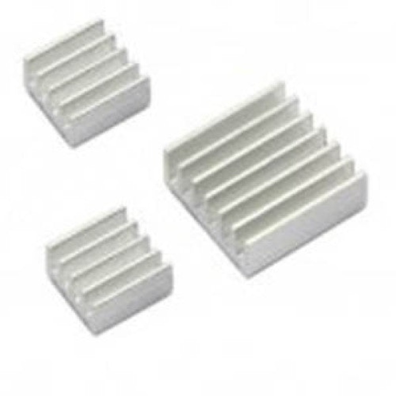 3PCSHSK - RASPBERRY PI 3/4 HEATSINK 3PC/PK 2PC 9X9X5MM AND 1PC 13X12X5MM