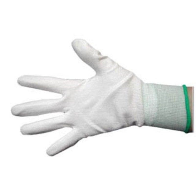 46I-BO500-LARGE - GLOVES NYLON LARGE WHITE PALM COATED WITH BROWN TRIM