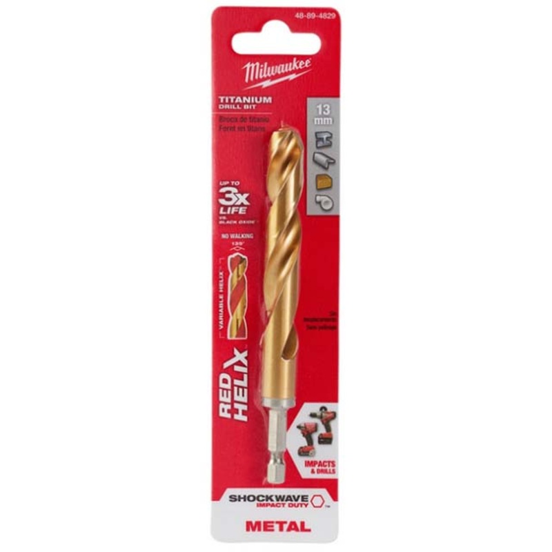 48-89-4829 - DRILL BIT METRIC 13MM SHOCKWAVE RED HELIX TITANIUM FOR METAL