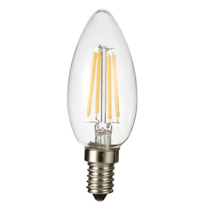 QLEDCFCF-3.5FDME12-WW - BULB LED C35 E12 WARM WHITE 4W DIMMABLE 120V CANDLE