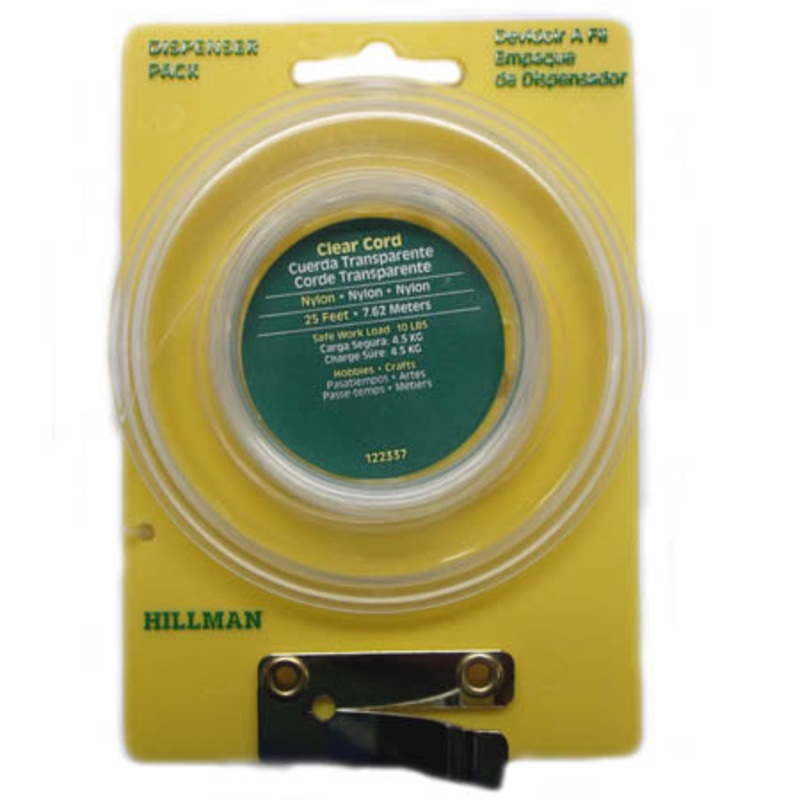 122337 - NYLON CLEAR CORD 25FT DISPENSER PACK SAFE WORK LOAD 10BS