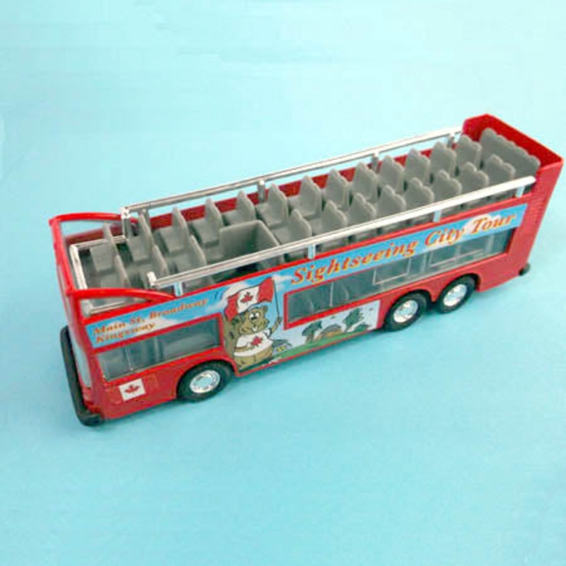 B5CN345 - BUS SIGHTSEEING DIE CAST 6INCH PULL BACK ACTION
