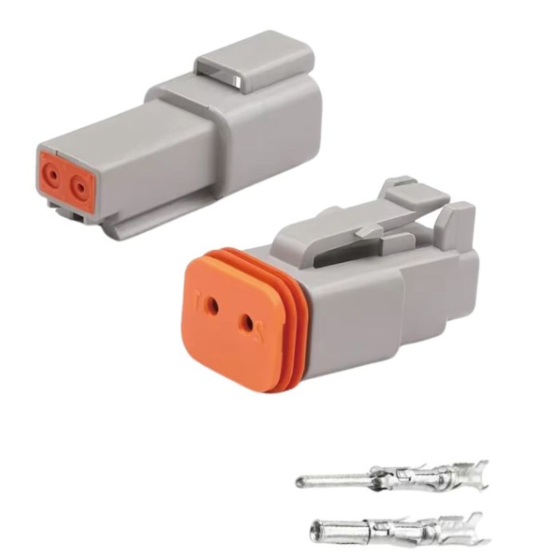 DT04-2P/DT06-2S - DEUTSCH DT 2P MALE/FEM CONNECTOR SET W/PINS WATREPROOF AUTOMOTIVE