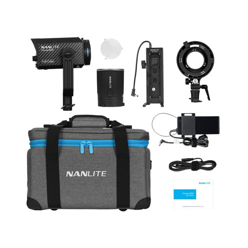 Nanlite Forza 60C RGBLAC LED Spotlight with Battery Handle and Bowens adaptor