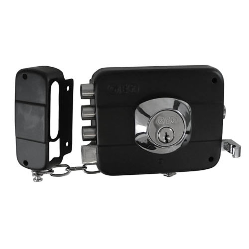 91010-167 - DEADBOLT LOCK NICKLE PLATED LEFT HANDED WITH CHAIN AND 3 KEYS