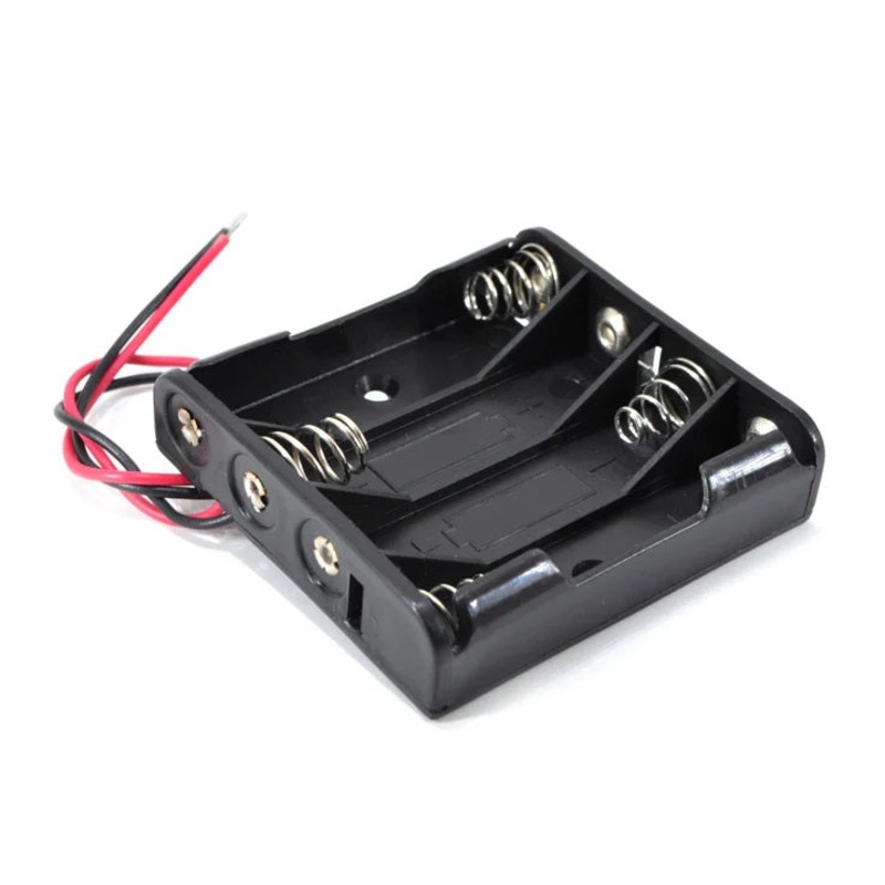 BATTH-000104 - BATTERY HOLDER AAAX4 PLAS BLK WITH WIRES