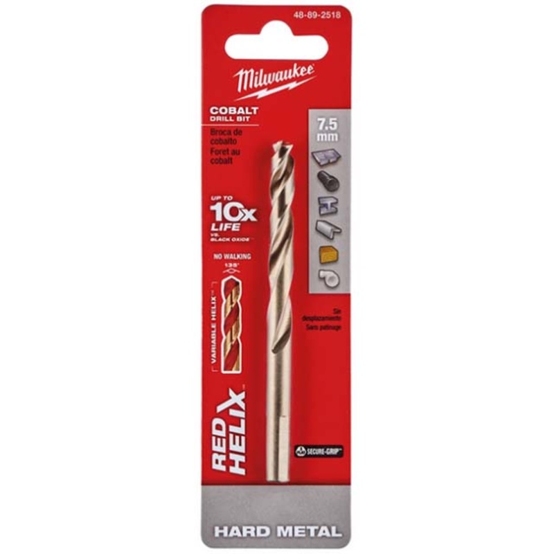 48-89-2518 - DRILL BIT METRIC 7.5MM RED HELIX COBALT FOR HARD METAL