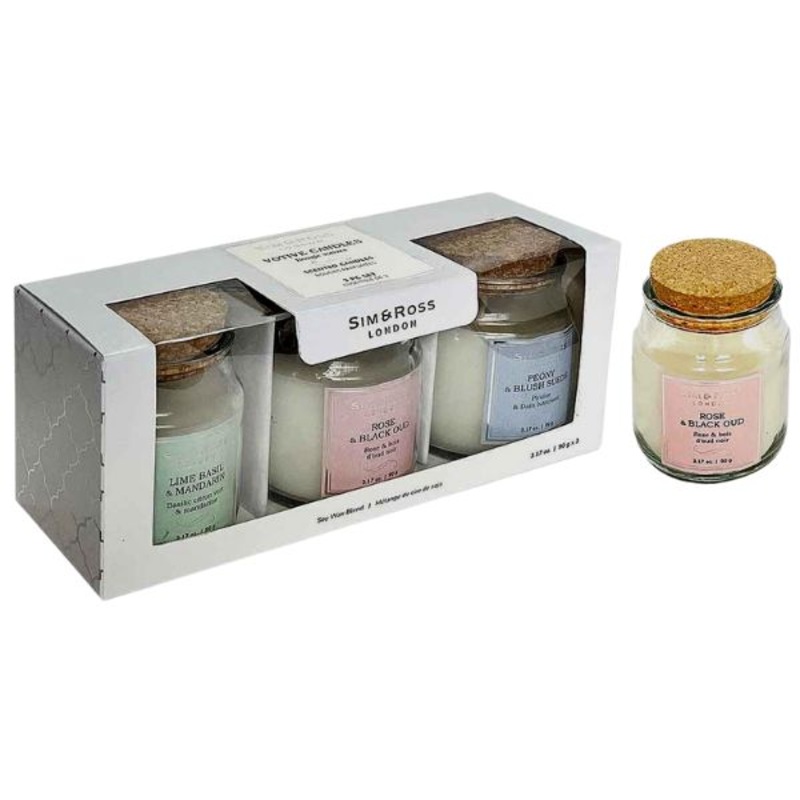 508939 - SIM AND ROSS VOTIVE CANDLES 3PC/SET