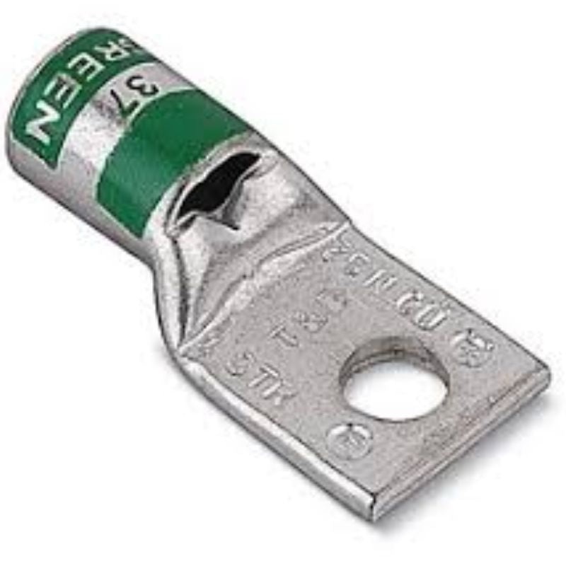 54148 - GROUND LUG 1AWG STUD 3/8IN GREEN 37 STRAIGHT