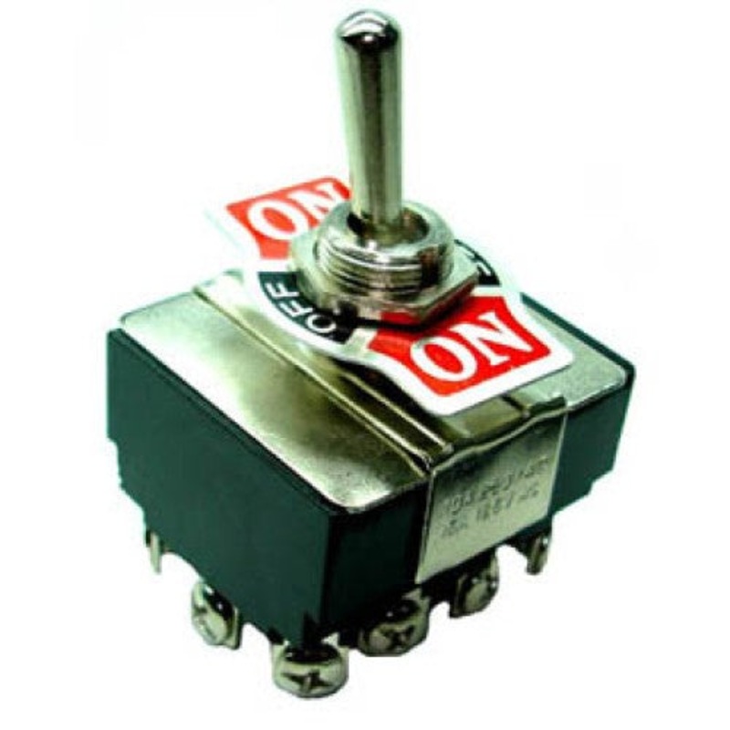 66-1815 - TOGGLE SWITCH 4P2T 15A ON-OFF-ON 125VAC TH SCR W/PLATE 12MM HOLE