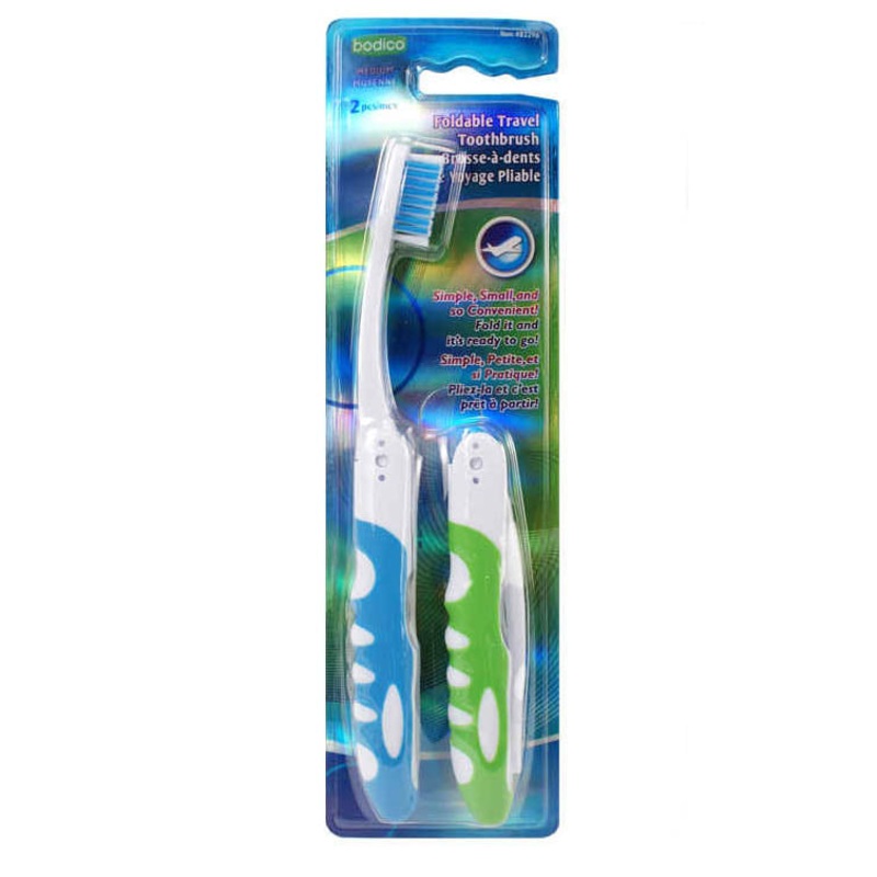 82296 - TRAVEL TOOTHBRUSH FOLDABLE ASSORTED COLORS (2 pcs/pkg)