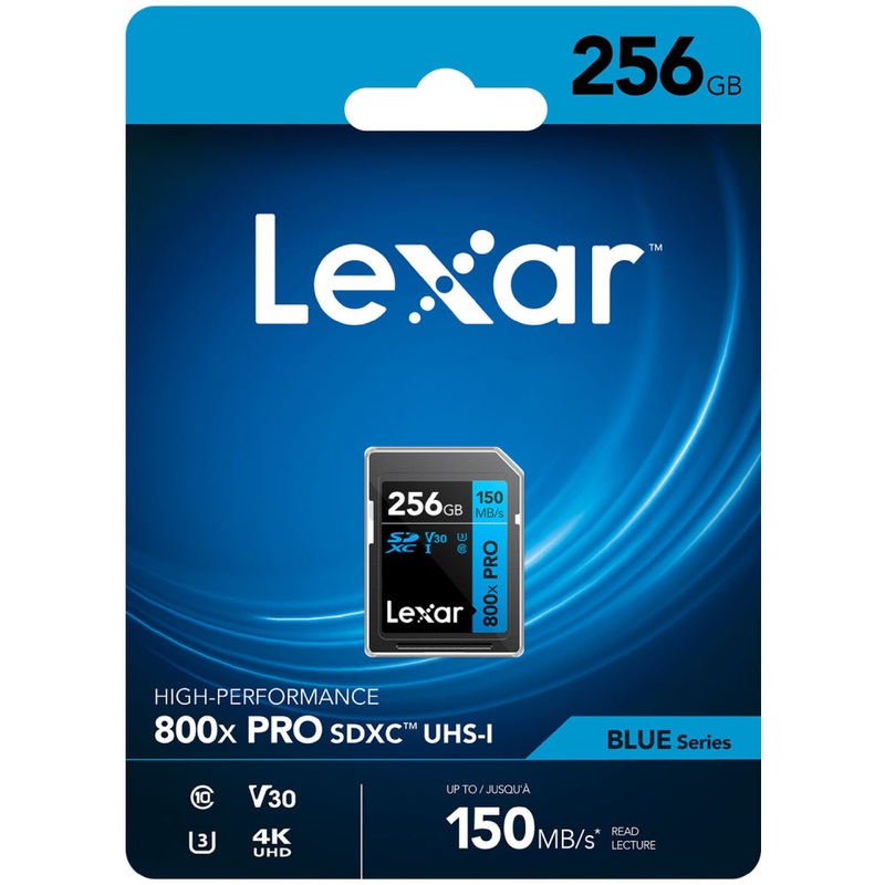 Lexar Blue 256GB SDXC UHS-I 150MB/s Memory Card - V30