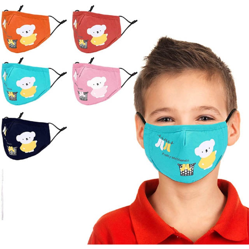 19345 - FACE MASK KIDS REUSABLE WASHABLE ADJUSTABLE BAND ASSORTED