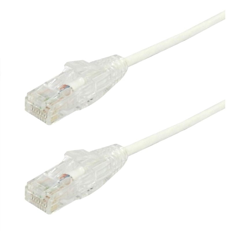 PC-UT6A001W - PATCH CORD CAT6A SLIM WHT 1FT ULTRA-THIN 28AWG FT4 CMR 10GIG