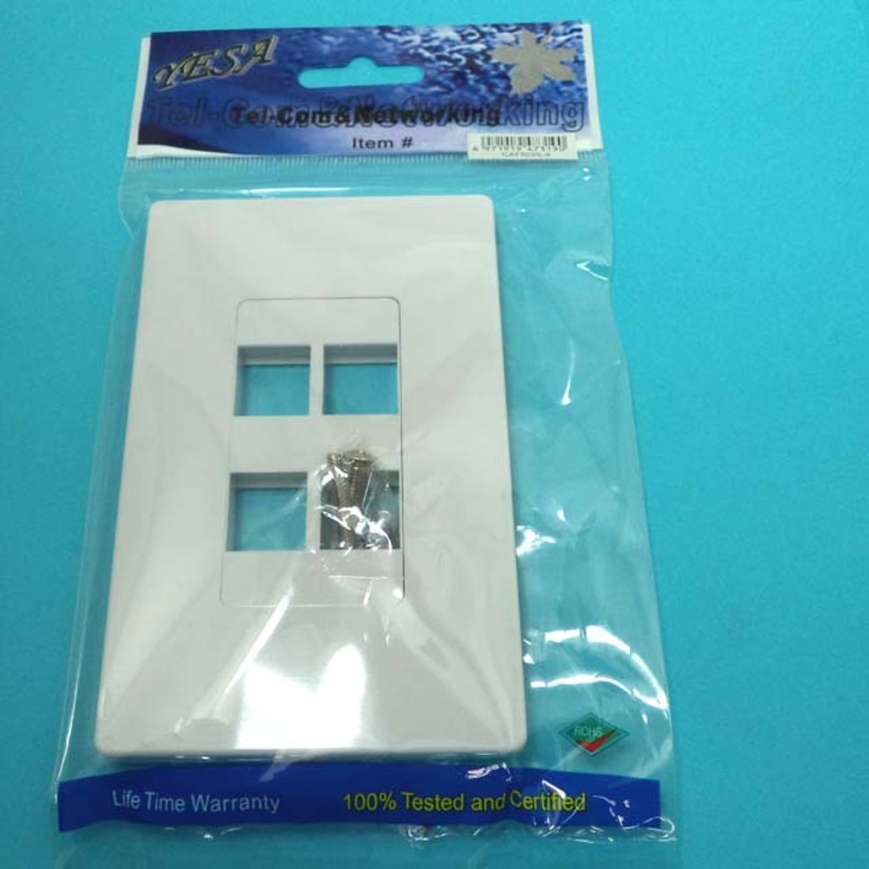 CAT503S-4 - WALL PLATE 4PORT WHITE DECORA SCREWLESS HOOK AND SNAP-ON MOUNT