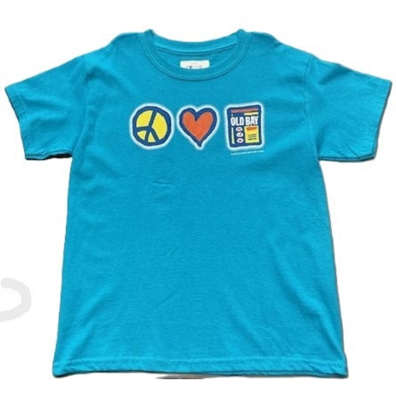 Peace Love Old Bay Youth Shirt-Trop Blue : M