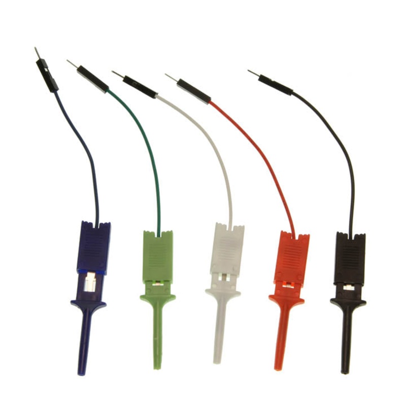 500128 - JUMPER WIRE MALE TO GRABBER CLIP 2.5IN 5PCS/PACK ASSORTED COLORS