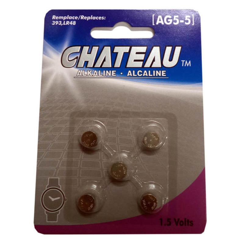 AG5-5 - BATTERY ALKALINE 1.5V 393 REPLACES SR754W SR48 255 309 (5 pcs/pkg)