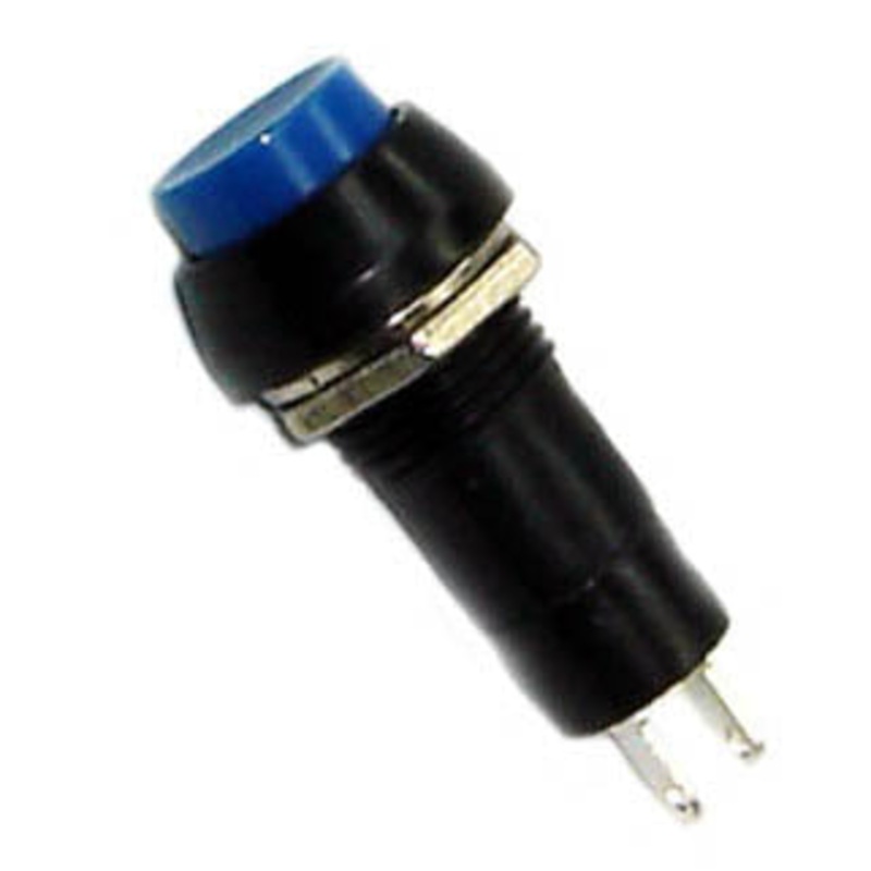 SW1020BLU - PUSH SWITCH MOM 1P1T NO THR SOL 12MM RND BUTTON BLUE CAP 3A 125V