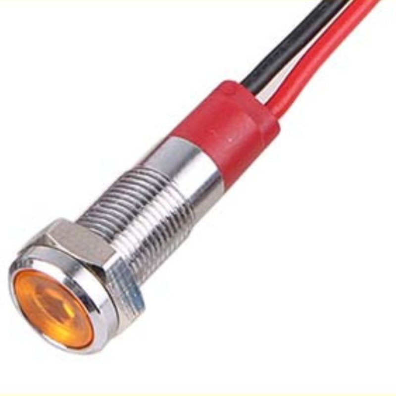 BMA-127 - INDICATOR LED 6V 6MM YEL CHMT WIRES METAL IP67 PILOT LIGHT