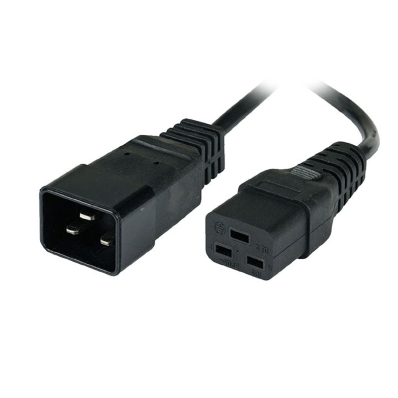 PYKR-4171 - SERVER CORD 3/12 2FT RND BLK SJT C19 TO C20 FT2 105C 20A/250V