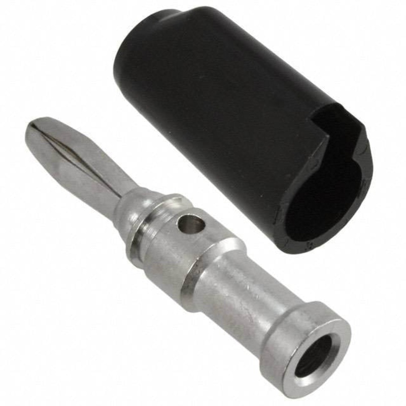 108-1083-001 - BANANA PLUG SOLDERLESS STD BLACK INSULATED STACKABLE