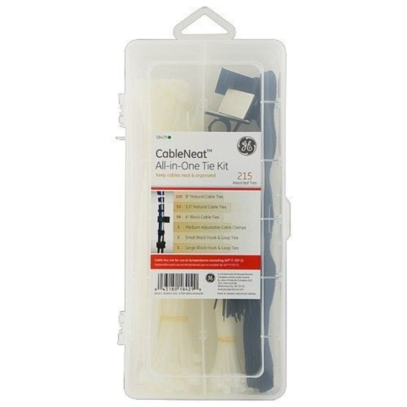 18429 - CABLE TIE 4IN 5.5IN 8IN HOOK LOOP CABLE CLAMP TIES 215PC/SET