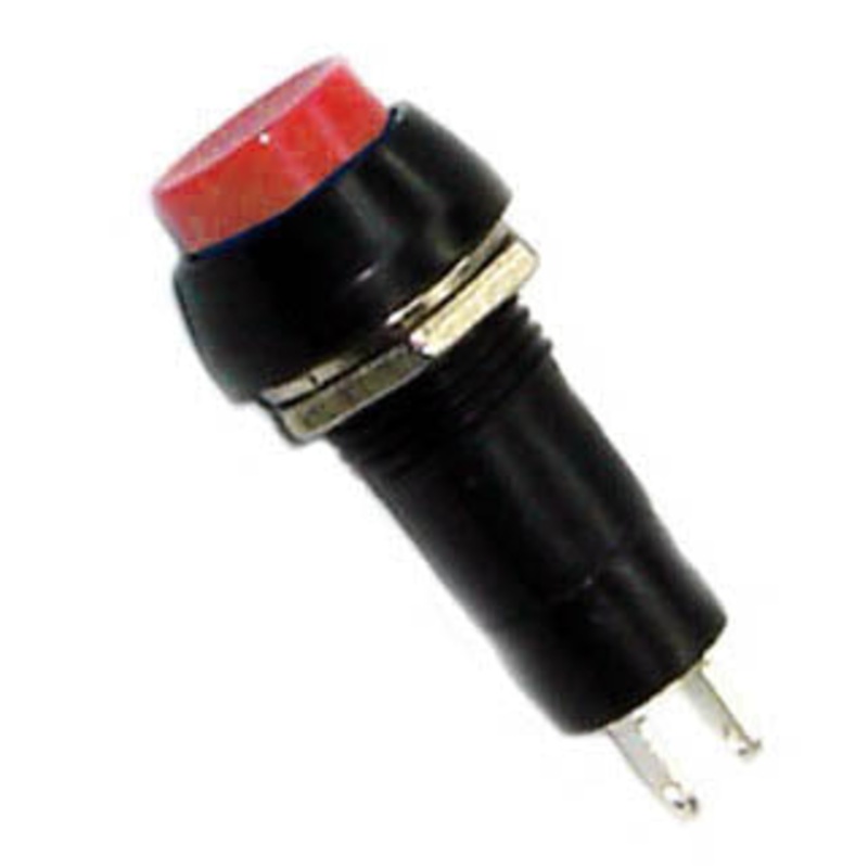 SW1020R - PUSH SWITCH MOM 1P1T NO THR SOL 12MM HEX BUTTON RED CAP 3A/125VA