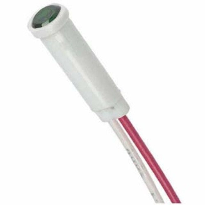 11-2044 - INDICATOR 125V 7MM GRN PRESS WIRE NEON FLUSH