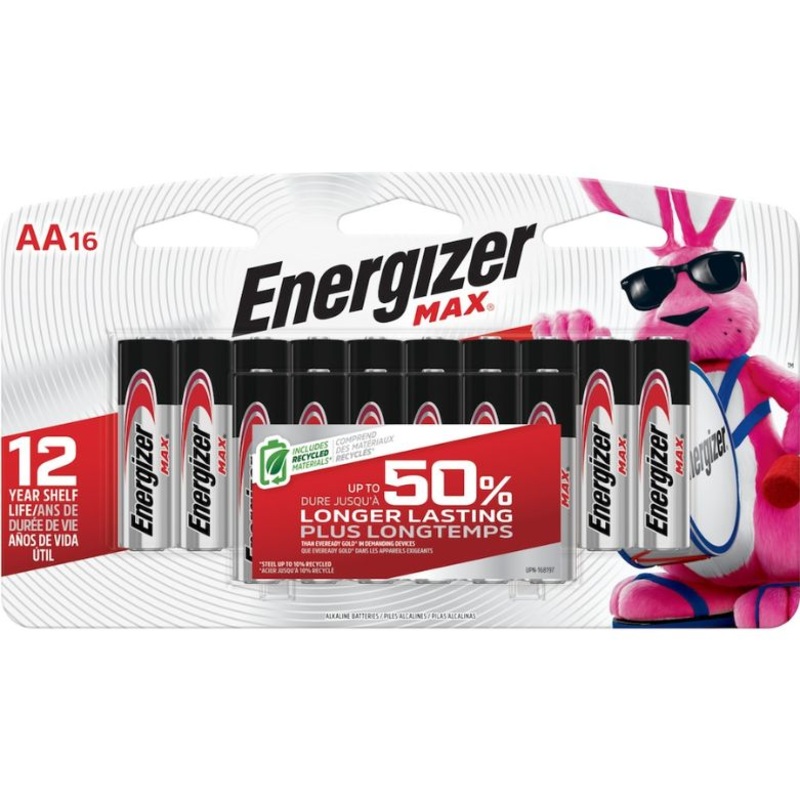 E91LP-16 - BATTERY ALKALINE AA 1.5V ENERGIZER MAX 2779MAH (16 pcs/pkg)