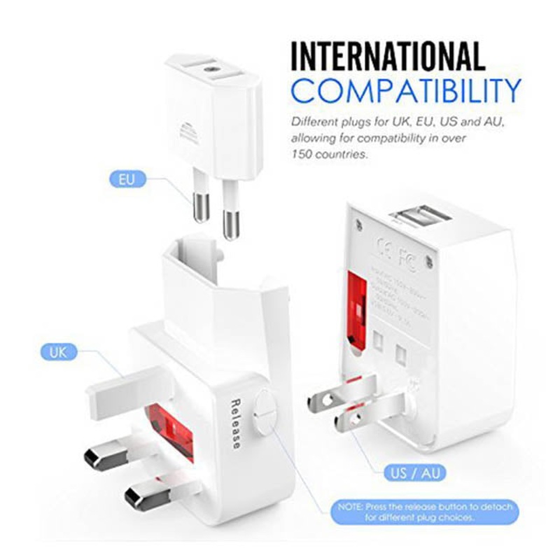 ADA-ACPLUG-INTERNATIONAL-2USB - TRAVEL ADAPTER PLUG 3PCS/SET WITH 2USB PORTS