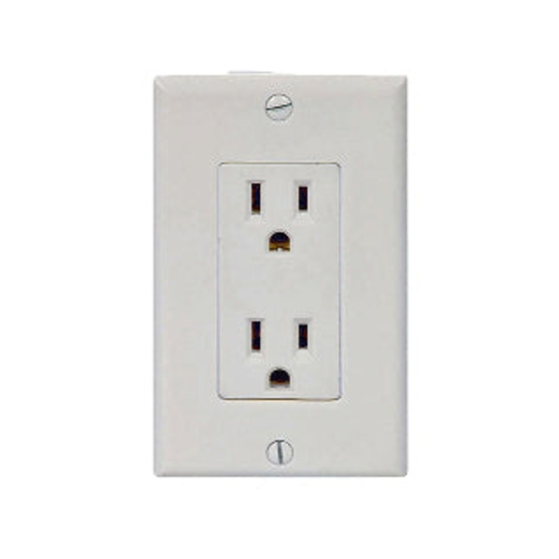 L-3208WH - ELECTRICAL RECEPTACLE 2POS 15A 125V WITH WALLPLATE DECORA WHT