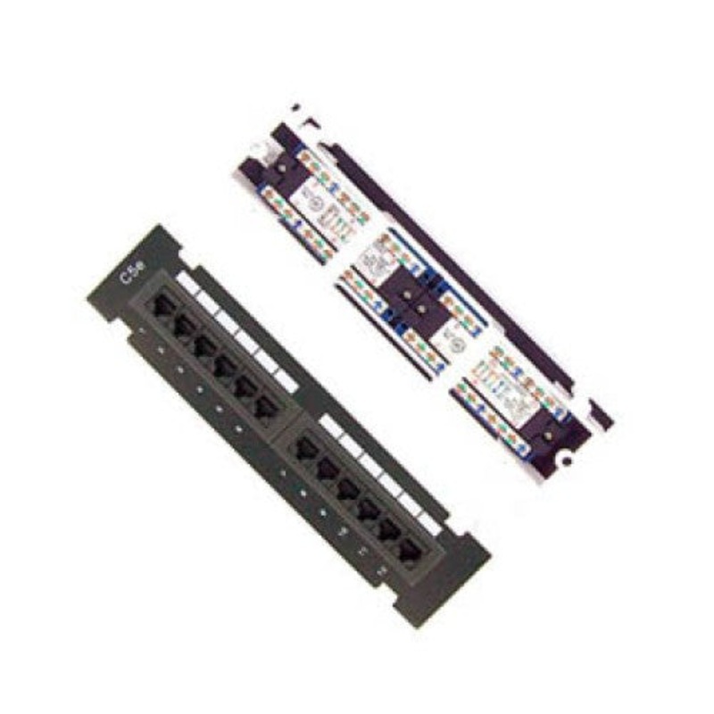 PMV12T-K11-CEC BK - PATCH PANEL 12PORT CAT5E BLK 10INCH WITH BRACKET