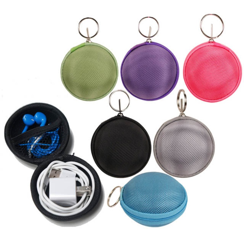 86731 - EARPHONES/CABLES ZIPPER POUCH ASSORTED COLORS
