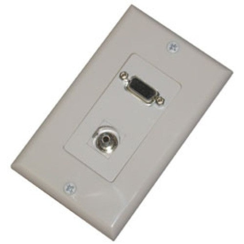 CAT-VGA3.5S - WALL PLATE VGA FEMALE AND 3.5MM STEREO JACK WHITE DECORA
