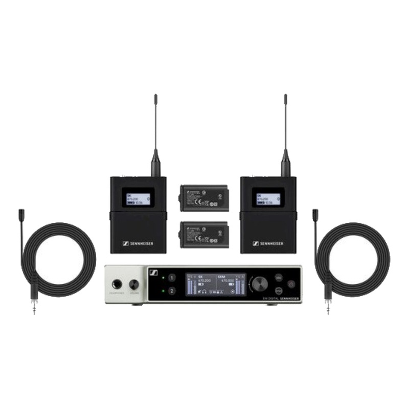 Sennheiser EW-DX MKE 2 SET Dual-Channel Digital Wireless System w/2x Omni Lavalier Mics (R1-9: 520 - 607.8 MHz)