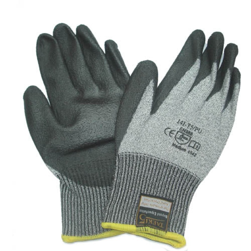 14I-T5/PU-MEDIUM - GLOVES CUT RESISTANT MEDIUM GRY EN388 CUT LEVEL OF 5