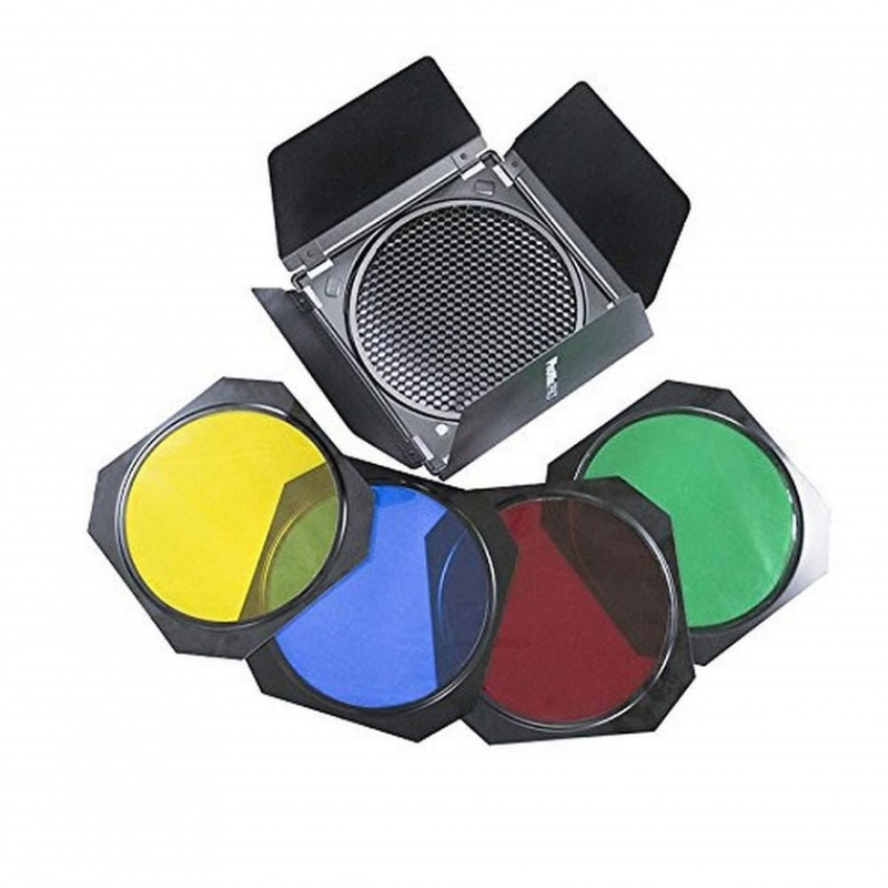 Phottix Barndoors, Grid and Gel Set for 7? Reflectors
