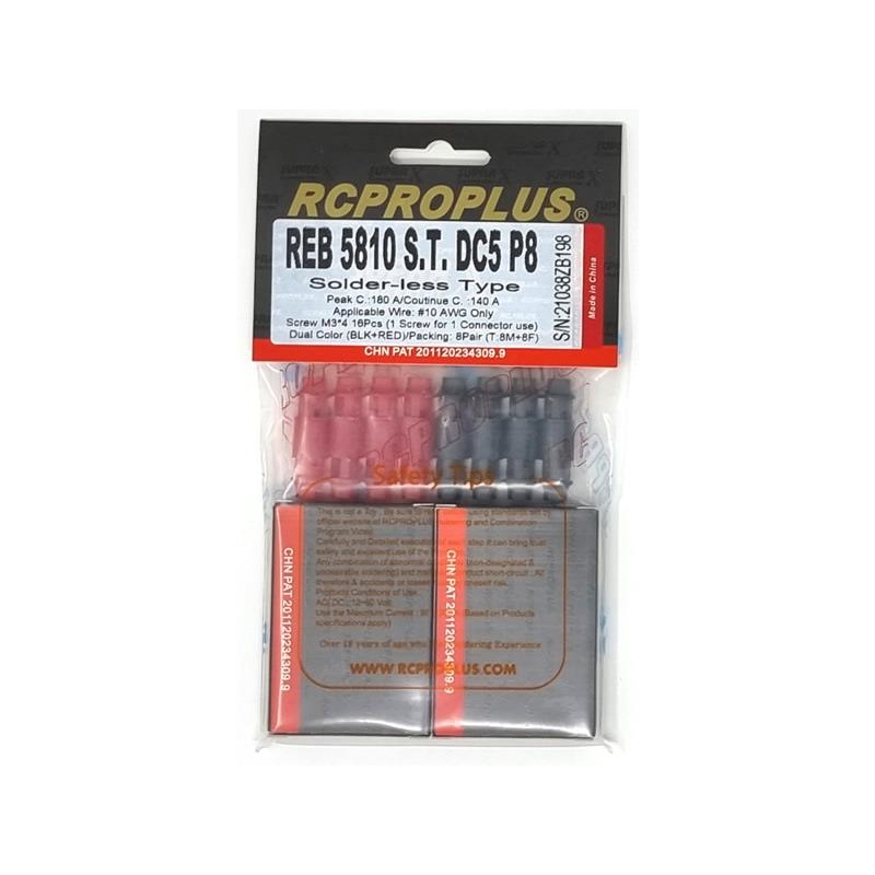 RCPROPLUS PRO 5mm Solderless (8M, 8F, Black/Red Housing) : REB5810STDC5P8