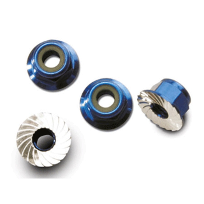 Nuts, 4mm (4) Blue Alum: 1747R