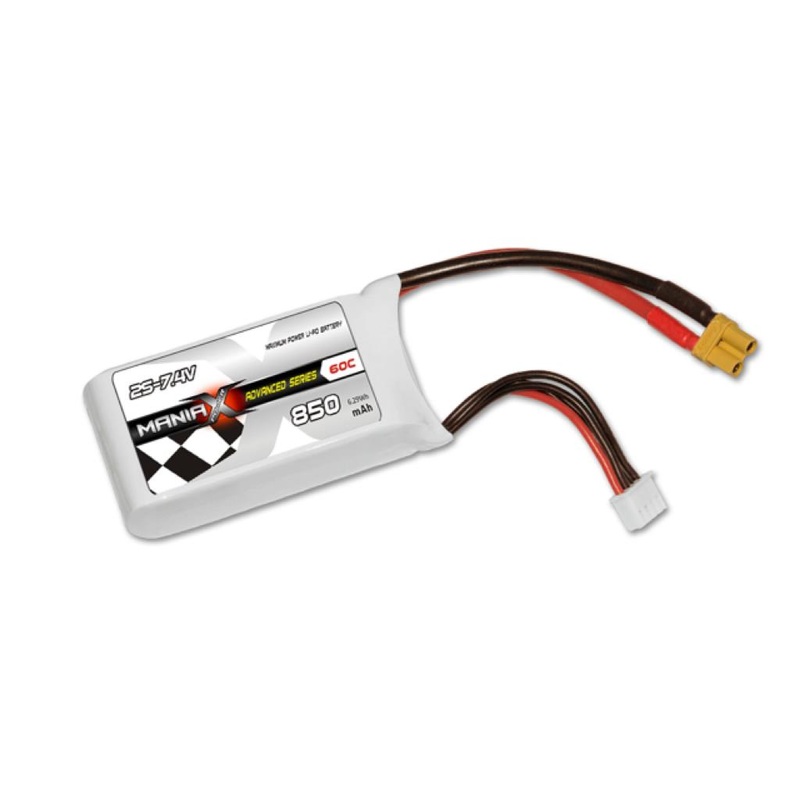 ManiaX 7.4V 850mah 60C Lipo Battery Pack : MX850-2S-60