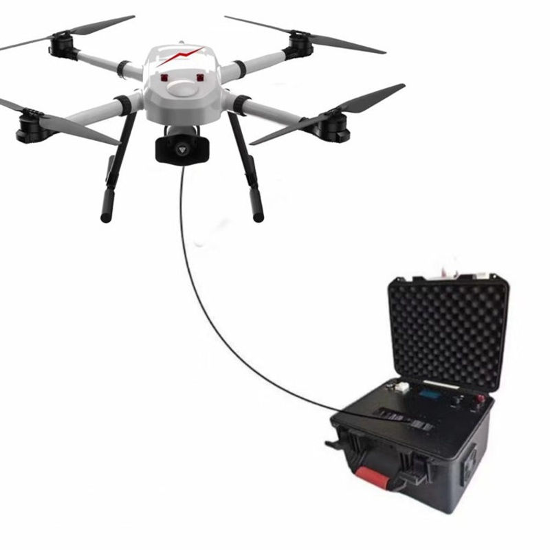 Tethered Lighting Drone Quadcopter Long Time Aerial Supply Power Equiment Tethered Drone System