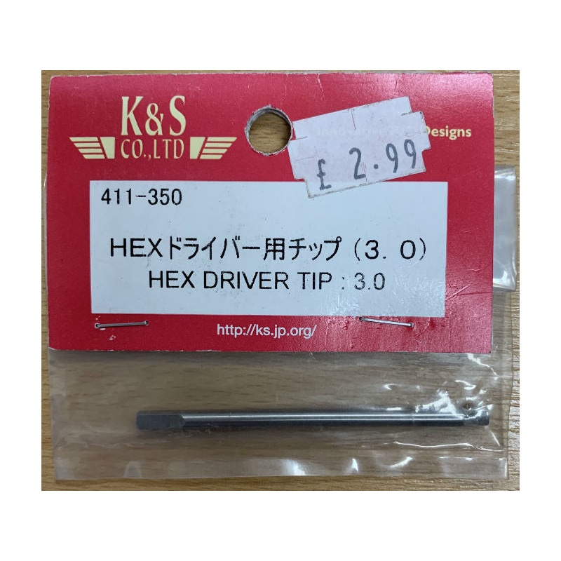 Hex Driver Tip 3.0mm : K&S411