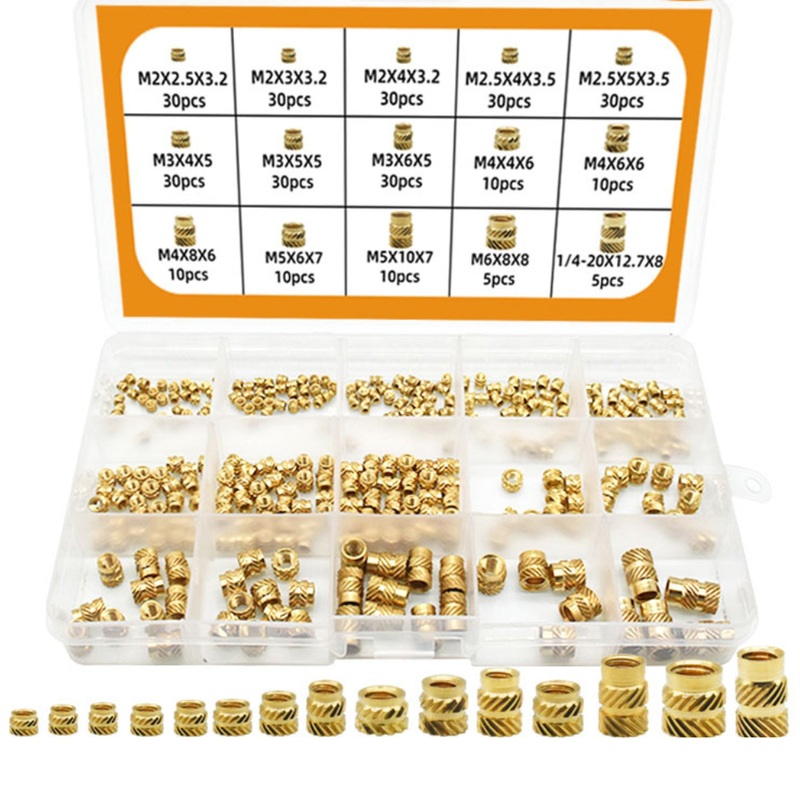 300 Piece M2, M3, M4 Threaded Knurled Brass Heat Set Insert Kit for 3D Printing