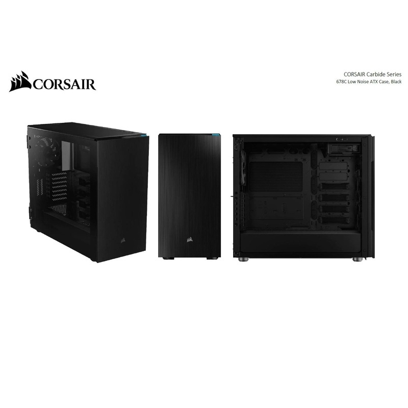 Corsair Carbide 678C E-ATX USB Type-C, PWM Fan Controller, 5.25" ODD Bay x1 , 3.5 x6, 2.5 x3, TG, Low Noise, PCI 7+2 vertical, Black Case. 2 Yrs Wty CC-9011167-WW [PC]