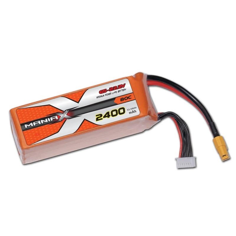 ManiaX 22.2v 2400mah 6S 80C Orange Lipo : MX2400-6S-80