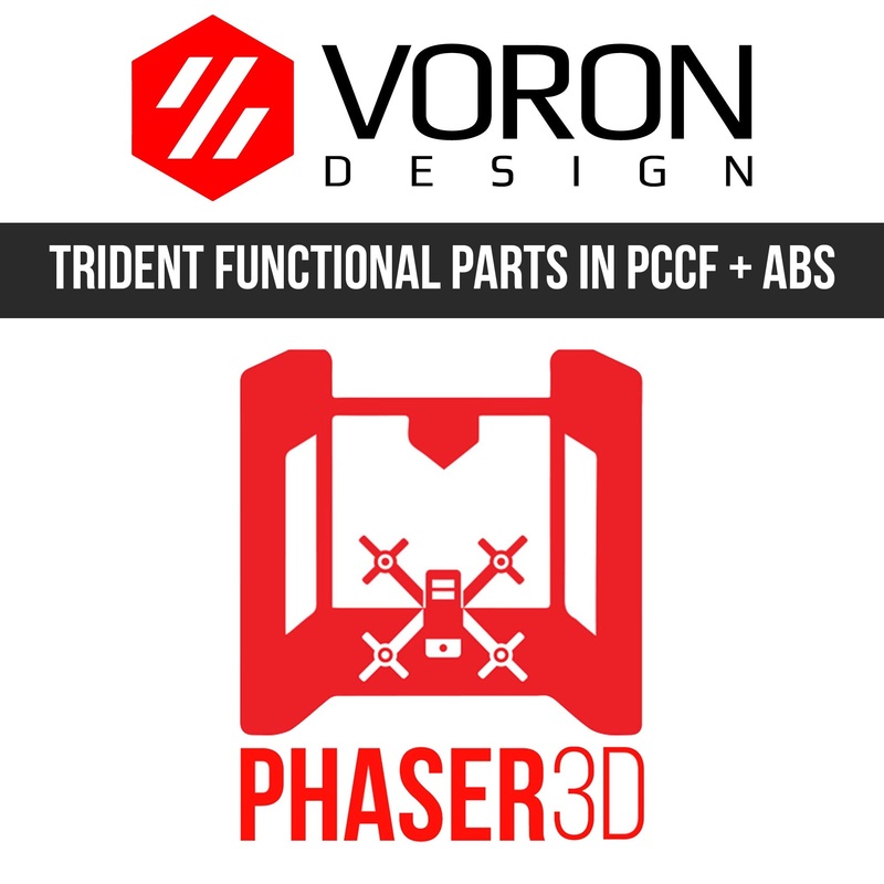 Voron Trident Functional Parts Set Printed in Prusament Polycarbonate Carbon Fibre with Fire Engine Red Accents