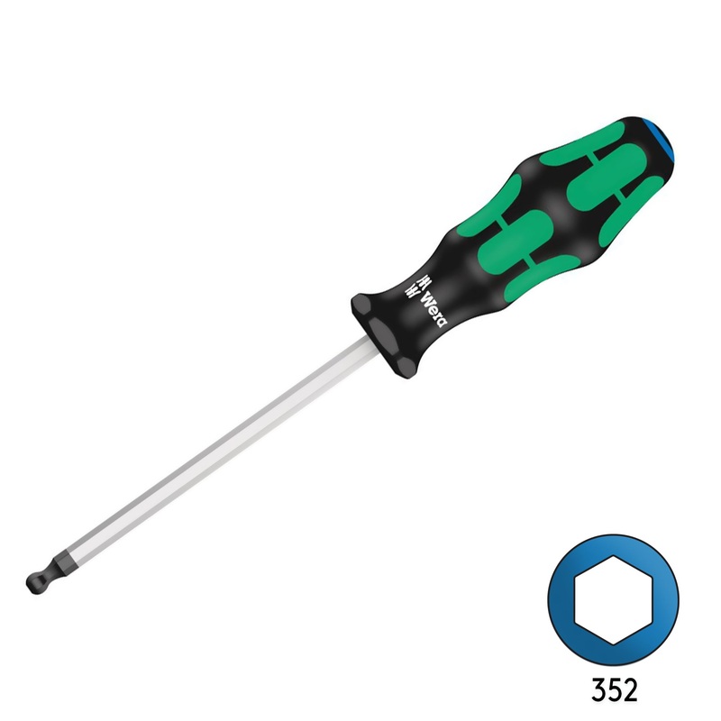 Wera 352 12mm x 150mm Ball End Hex Screw Driver 05022835001